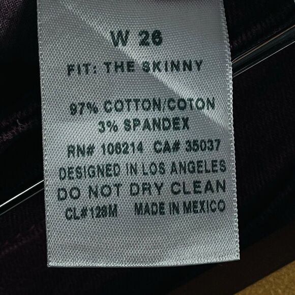 Joe's Jeans Coated Burgundy Purple The Skinny Midrise Denim Jeans‎ Women's 26 - Picture 6 of 6